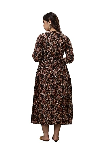 Image of The Moon Star Women's Cotton Floral Printed Anarkali Maternity Feeding Kurti | Breastfeeding Dress for Mothers | Zipper Feeding Kurti, Nursing Kurti, Comfortable and Trendy Maternity Wear