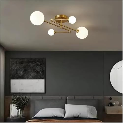 Lustre à LED en cuivre haut de gamme et plafonnier doré design luxe pour salon
