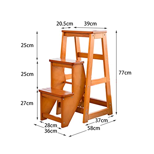 Tabouret escabeau pliable durable en bois à structure compacte - 3