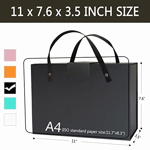 Joyscoop Black Gift Box - 11X7.6X3.5 Inches Gift Box With Lids And Handles, Magnetic And Portable Gift Box For Men And Women, Perfect Large Gift Box For Presents. #TOP2