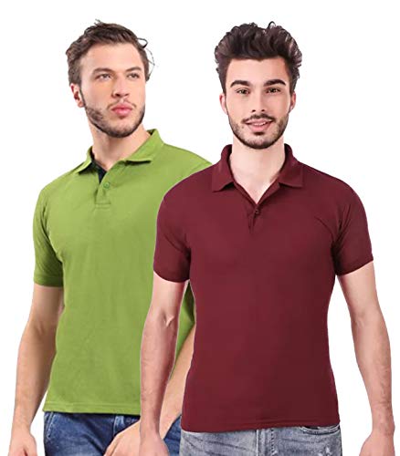 Image of KEOTI Poly Cotton(Mattey) Collar Neck Half Sleeves Tshirt for Men & Boys (Pack of 2), Plain-Regular Fit, Formal /Casual Wear, Polo Tees for Daily Use Stylish Comfortable Men's T-Shirt