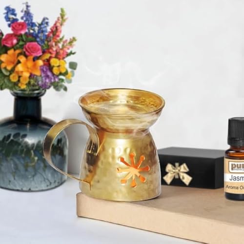 Pure Source India Brass Aroma Burner/Candle Burner/Oil Diffuser/Dhoop Dani (G...