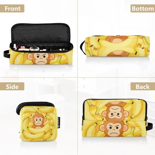 Bolsa de viaje para herramientas de cabello con tapete resistente al calor removible, impermeable, para planchas, rizadores y alisadores con diseño de mono y plátano para mujeres miniatura 5