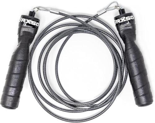 Rx Smart Gear Jump Rope - Black Ops Ergonomic Handles with Trans Black Cable Buff 3.4 86| Jump Smart Weighted Speed Rope for Sports & Fitness MMA HIIT Cardio & Functional Workout