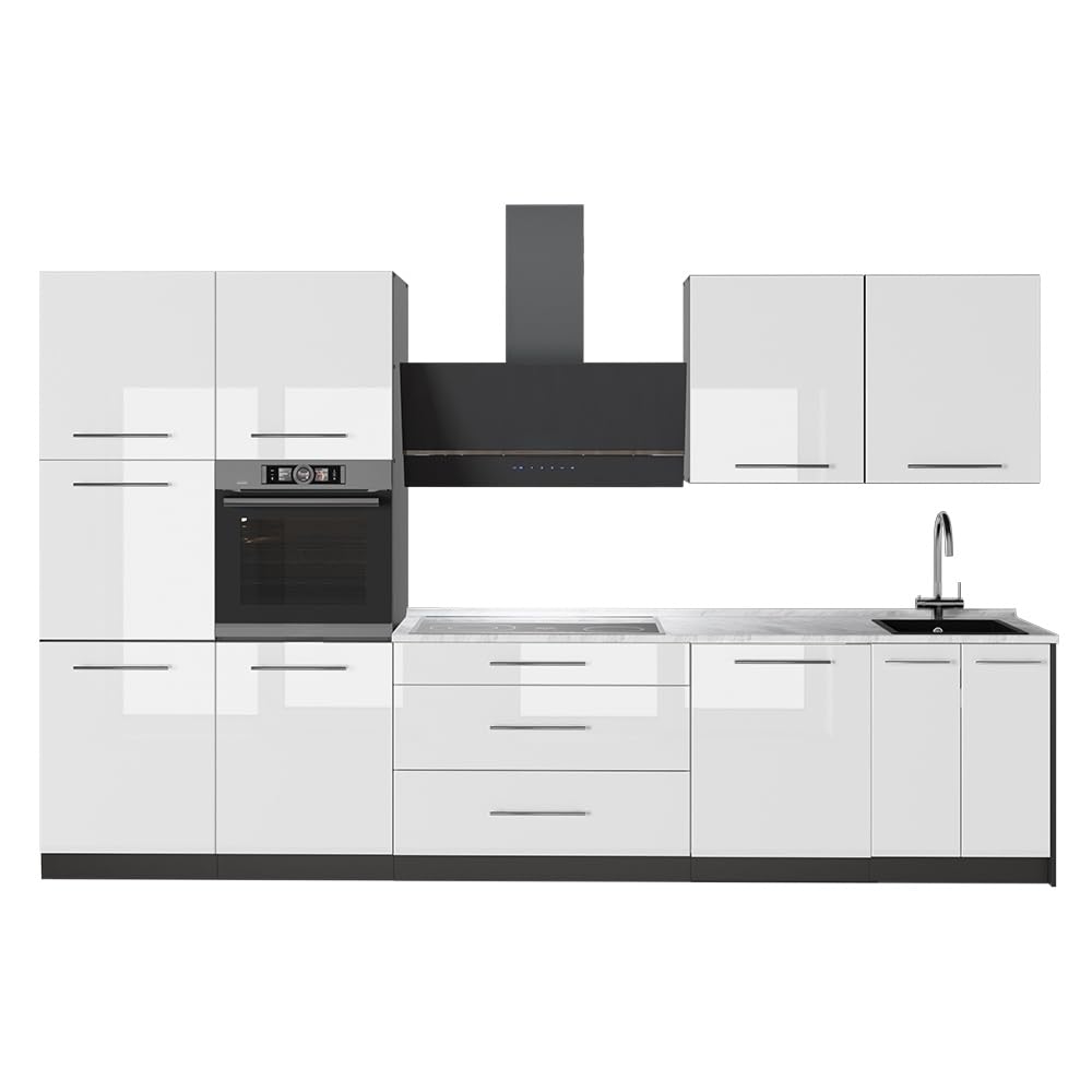 Vicco Cucina componibile Fame-Line, Bianco lucido/Antracite, 340 cm