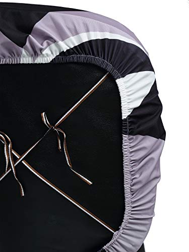 Image of Cortina Computer Desk Seat Covers | Stretchable Elastic Polyester Spandex Cover | Removable Revolving Chair Protector | Office Chair Polyester Covers | Geometry Print - Black | Chair Cover Set of 1