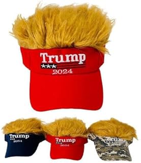 Trump 2024 Trump Hair MAGA Embroidered Visor HAT Cap (RED)