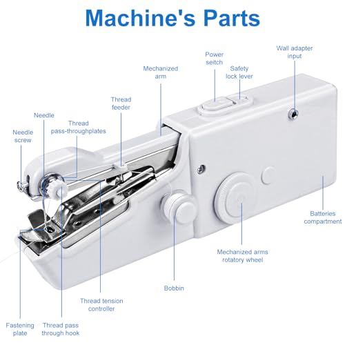 Mini-naaimachine, handnaaimachine voor beginners, kleine naaimachine voor stoffen, kleding, thuis en op reis - handnaaimachines, handnaaimachine UK, naaiaccessoires - perfect voor kleding en gordijnen - Image 3