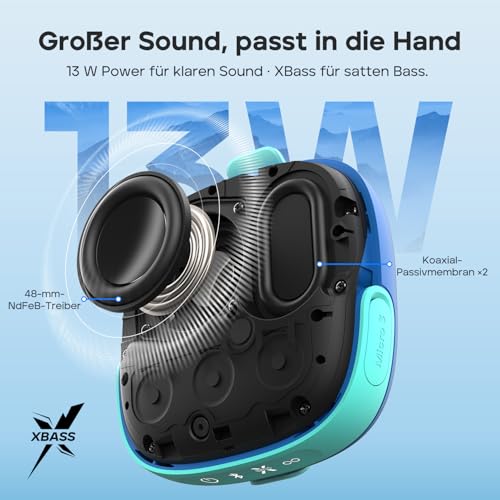Tribit StormBox Micro 3 Bluetooth Lautsprecher, 13 W XBass Sound – Ansicht 5