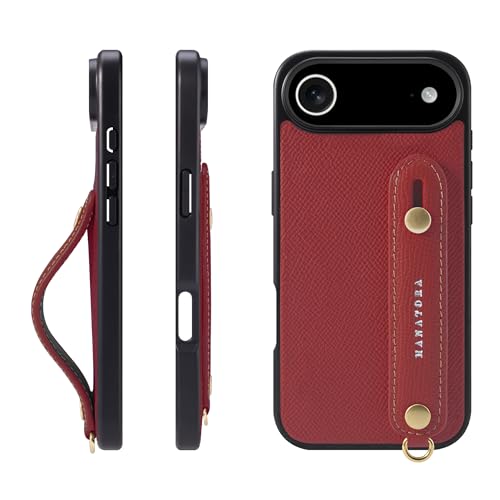 HANATORA for iPhone 17Air �P�[�X �{�v �ϏՌ� �w�ʃx���g �X�}�z�P�[�X �X�}�z �X�^���h�@�\ �l�b�N �X�g���b�v �t�� �G���{�X���U�[ �M�t�g �}�O�l�b�g�Ȃ� ���b�h NGH-17Air-Red