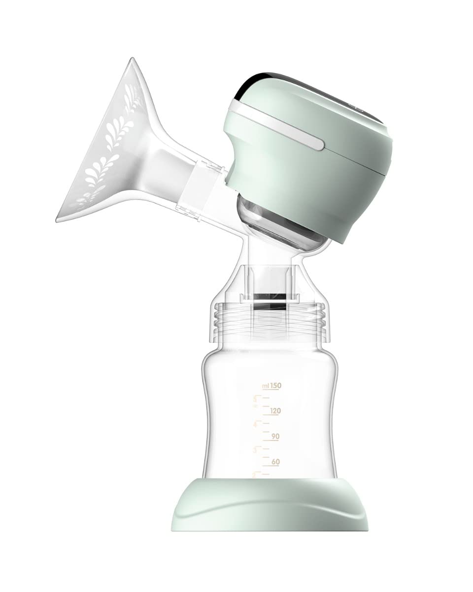 KikkaBoo Extractor de Leche Eléctrico LEIA PLUS, Sacaleches con 3 Modos, 9 Niveles de Succión, Función de Memoria, Cero Reflujo, Pantalla Táctil, Portable, Compacta, Menta
