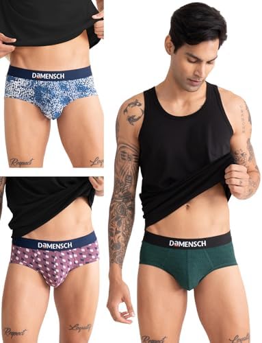 DAMENSCH Deo-Cotton Solid Underwear for Men Combo Breathable Inner Cotton Briefs Pack No-Marks Waistband Moisture Wicking