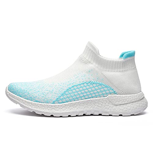 GOSPT Women's Mesh Walking Shoes Slip on Breathable Knit Tennis Running Sock Sneakers2