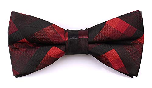 Red Black Norrow Plaid Pre-Tie Bow Ties Fashion Retro Design Designer Cravat For Men Boy Kids #TOP23