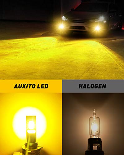 Image of AUXITO 9145 9140 H10 LED Fog Light Bulb Fanless, 6000LM Per Set, CSP LED Chips, 3000K Golden Yellow, Fog Light Bulbs or DRL Replacement, Pack of 2