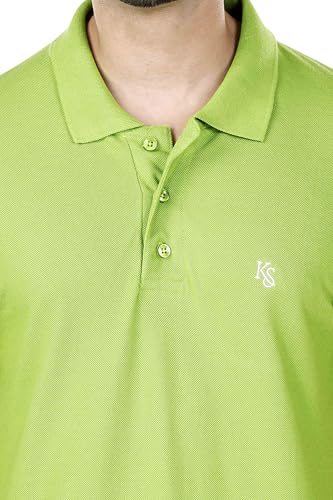 Image of KAUS & SHAN Men's Pure Cotton Regular Fit Solid Half Sleeve Casual & Semi Formal Office Wear Polo T-Shirt