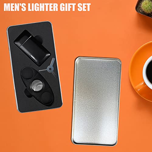 Bbsisgo Torch Lighter And Cutter Set, Double Jet Flame Butane Lighter With Adjustment Flame Tools, Refillable Windproof Gas Lighter, Creative Gifts For Men, Black. (Sold Without Gas) #TOP2