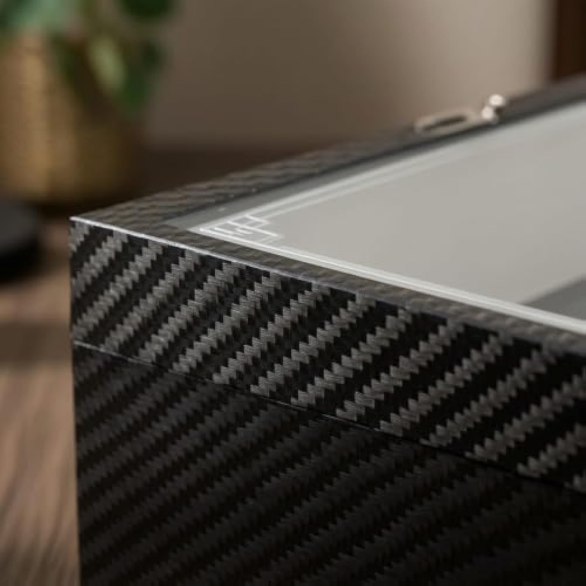 Carbon Fiber Pattern Watch Box with Clear Lid
