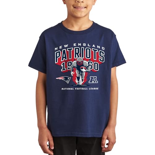 Junk Food NFL - New England Patriots - Halfback Blast - Officially Licensed Youth Short Sleeve Fan Tee for Boys and Girls
