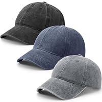 Utensilsto 3 Stück Baseballkappe Für Herren Und Damen, Verstellbar Baumwolle Baseball Cap Vintage Unisex Basecap Sonnenhut Sportkappe Für Outdoor Sport Leisure Reisen, Schwarz, Hellgrau, Marineblau
