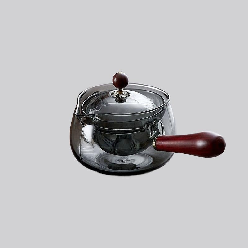 Tetera de vidrio de rotación de 360° con infusor extraíble, tetera de borosilicato resistente al calor, capacidad de 600 ml, diseño fácil de limpiar para hojas sueltas y té de hierbas (transparente