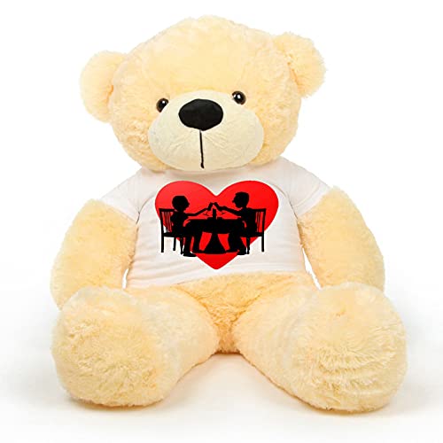 HUG n FEEL SOFT TOYS Big Teddy Bear 3 feet Long Wearing A Valentine Day T-Shirt Plush & Stuffed Toys (Bear 91 cm) with Free Heart Shape Pillow Cream (B096Y4Z972) Amazon Price History, Amazon Price Tracker