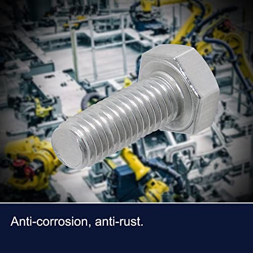 Image of M8 x 25mm Hex Head Bolts Screws Grade 6.8 Stainless Steel, Fasteners Fully Machine Threaded SUS304 10 Pcs