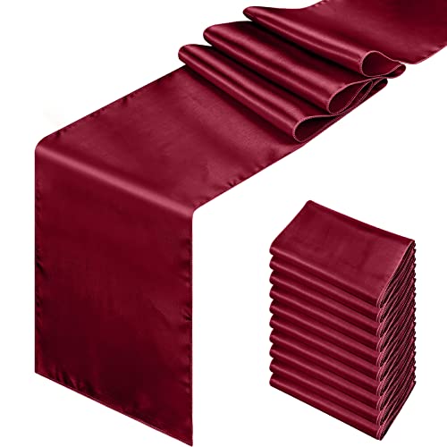 Lot de 10 chemins de table en satin de qualité supérieure,Pour tables rectangulaires et rondes,Pour fêtes d'anniversaire, banquets, fiançailles, fête de...