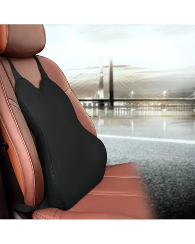 Rugkussen auto Autokussen Lendenpijn Memory Foam Rugleuning Kussen Comfort Voor Juke Dubbele Riemen Om Te Installeren, Niet Slippen Car Rugsteun Lumbale kussen(M2 black fabric back)