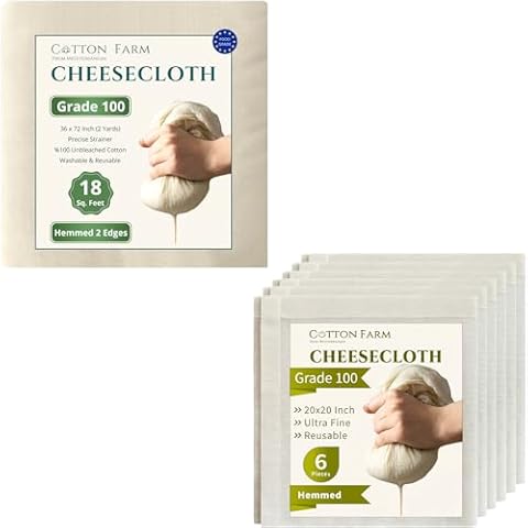 Cotton Farm Grade 100 Cheese Cloths, 18 Sq.Ft. bundle with 20x20 Ft (6pcs) Cover