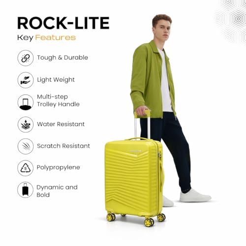 Image of Kamiliant by American Tourister Rock-Lite 66L Hard Sided Trolley Bag for Men & Women with 3 Digit Combination Lock, Set of 2pc (Small & Medium) - Cress Green