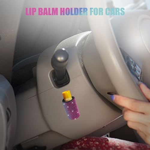 Image of Upright Car Chapstick Holder, Bling Insulating Lip Balm Holder,Rhinestone Car Accessories for Women Interior ,Suitable for Most Vehicles. (Rainbow)