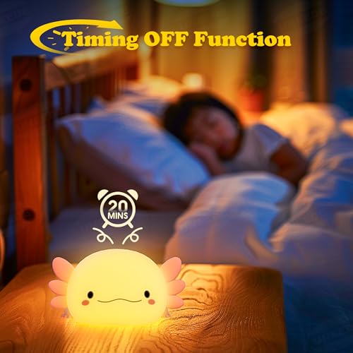 UNEEDE Axolotl Night Light for Kids,Animal Silicone Nursery Night Lamp - Image 4