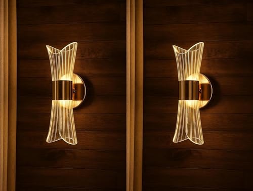 Image of Modern LED Wall Light for Home Decor - Stylish Decorative Lamp for Living Room, Bedroom, Hallway, Warm Ambient Lighting (Modern) Pack of 2