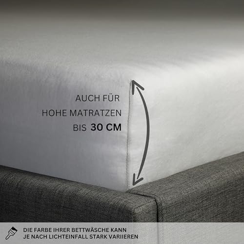 Esprit Bettlaken180x200 Baumwolle Jersey bis Spannbettlaken 200x200 Boxspringbett grau - Luxus Spannbetttuch 200x220cm in Hotelqualität bis… – Ansicht 5
