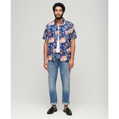 Superdry Para Hombre. M4010353A Camisa Hawaiana Marino (Xxl), Casual, AlgodóN, Manga Corta - 4