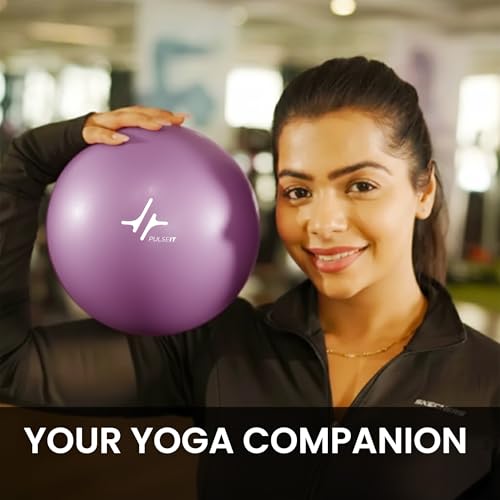 Image of PulseITOrbit Yoga Ball 25cm for Exercise, Balance & Core Strength | Anti-Burst Mini Pilates Ball for Home Workout, Yoga, Stability Training & Physical Therapy | Inflatable Soft Gym Ball (Purple)