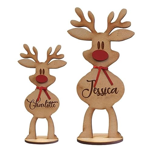 XEL Personalisiertes Freistehendes Rentier,Familien Weihnachtsdekoration,Holz Namen Tischdekoration,Weihnachtlicher Zierschmuck/Hochzeitsdekoration/Tischdekoration