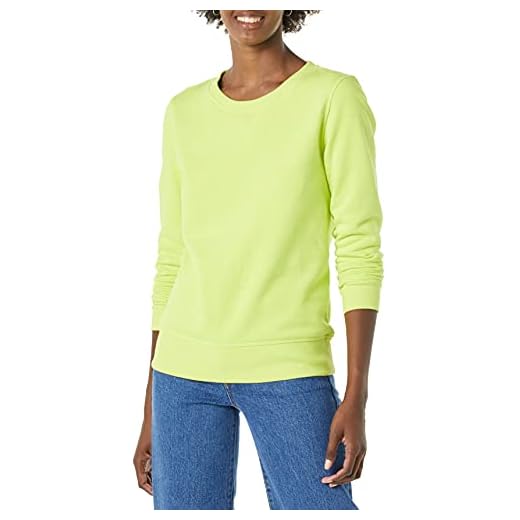 Amazon Essentials Sudadera con Cuello Redondo de Forro Polar (Disponible en Tallas Grandes) Mujer, Verde Lima Fluorescente, M