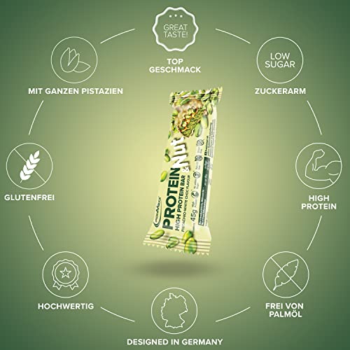 IronMaxx Protein & Nut Proteinriegel - Pistachio White Choc 12 x 45g | High-Protein-Bar mit echten Pistazien | Eiweißriegel glutenfrei, ohne zugesetzte Zucker und palmölfrei 5