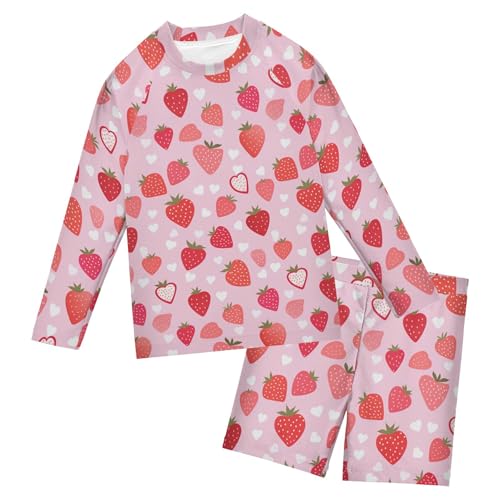 Strawberry Fruit Toddler and Baby Boys' 2-Piece Swimsuit Trunk, Long Sleeve Rashguard Bathing Suit B0402876