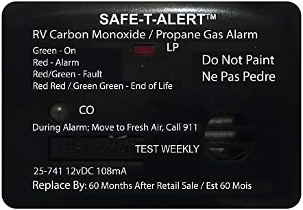 Safe T Alert 25 Series Mini Dual LP/CO Alarm - Propane and Carbon Monoxide Alarm - Surface Mount, Black - 25-741-BL
