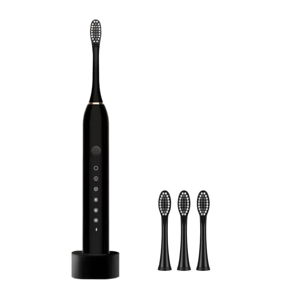 Electric Toothbrush with Charging Stand, Black, 3 Replacement Brush Heads Included-image-45