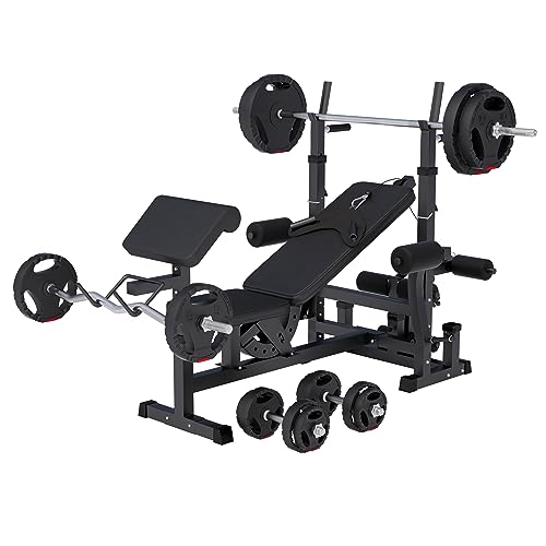GORILLA SPORTS® Multifunktion Hantelbank - mit Hantelset 100kg,...