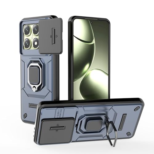 Image of Thermoplastic Polyurethane Camshield Pro Case With Slide Camera Protection And Ring Stand Bumper Back Case Cover For Xiaomi 14T 5G (Blue)