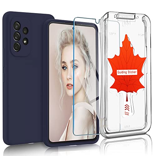 PULEN Funda para Samsung Galaxy A53 5G con 1 Cristal Templado Protector de Pantalla & 1 Protector de Lente de Cámara y Kit Instalación, Funda Protectora a Prueba de Golpes - Azul Cover