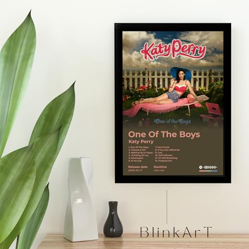 Image of BLINKART Katty Perry - One Of The Boys Wall Photo Frames | Wall Art for Bedroom, Living Room, Studio or Office | Album Cover Print with Spotify Song Link QR Code | Gift for Fans - 8x12 In