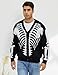 Wyeysyt Men's Skeleton Print Cardigan Sweaters Long Sleeve Oversized V Neck Button Down Outwear Coats(Black-M)