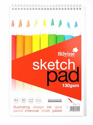 Silvine A4 Sketch Pad Wirebound 130gsm 30 sheets - Packaging May Vary