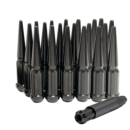 Image of 4.4 inch Spike Lug Nuts (20, Black, M14x2)